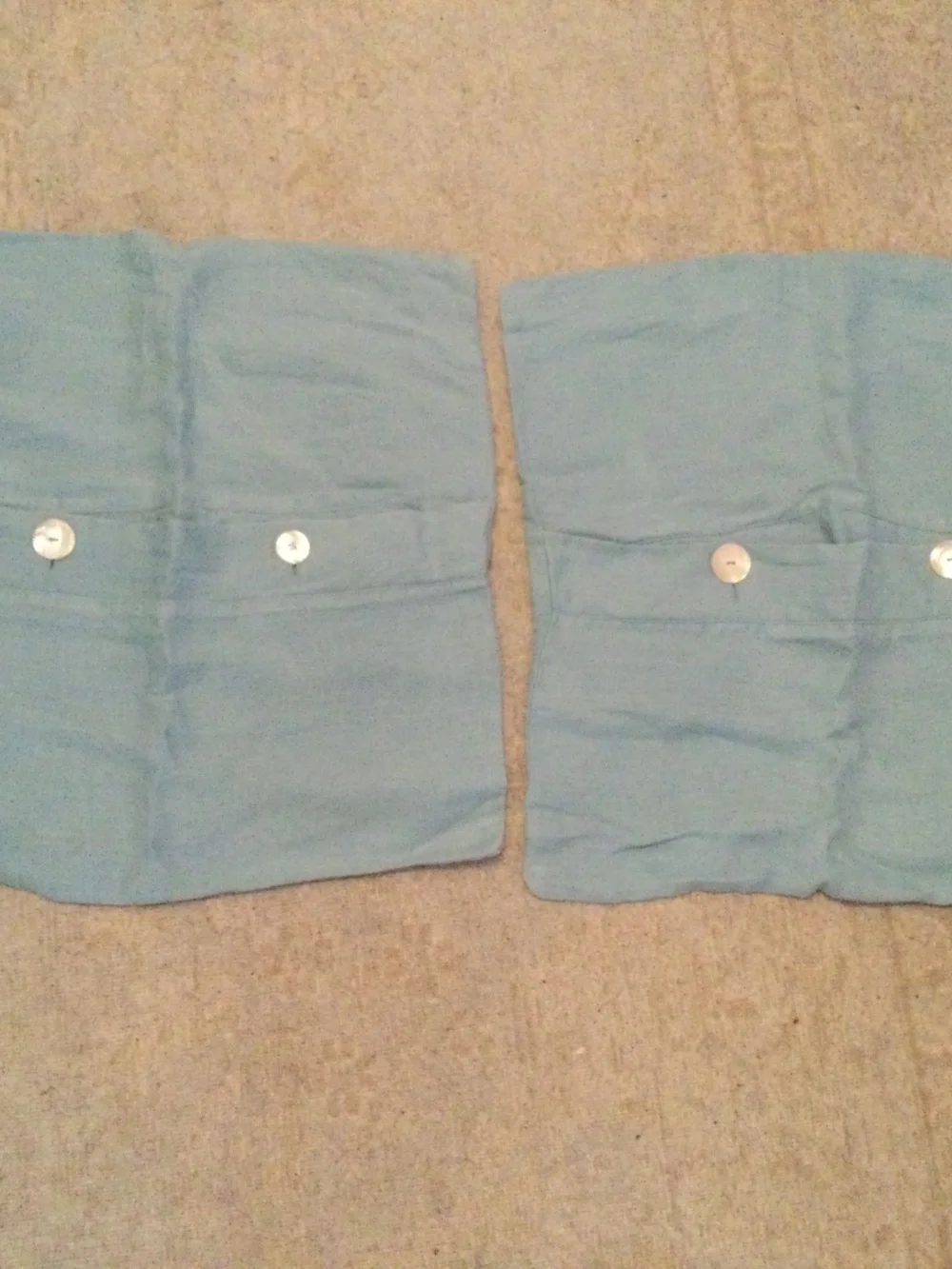 2 Pottery Barn Blue Linen Pillow Covers preowned 18” square